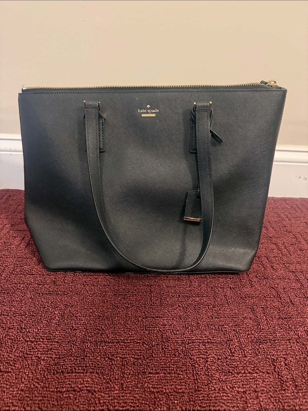 kate spade Black Saffiano Zip-Top Tote